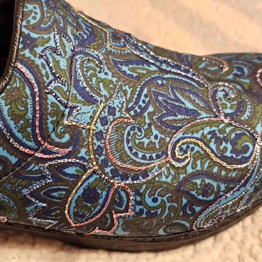 Sanita Blue and Green Paisley Clogs - Picture 5 of 6